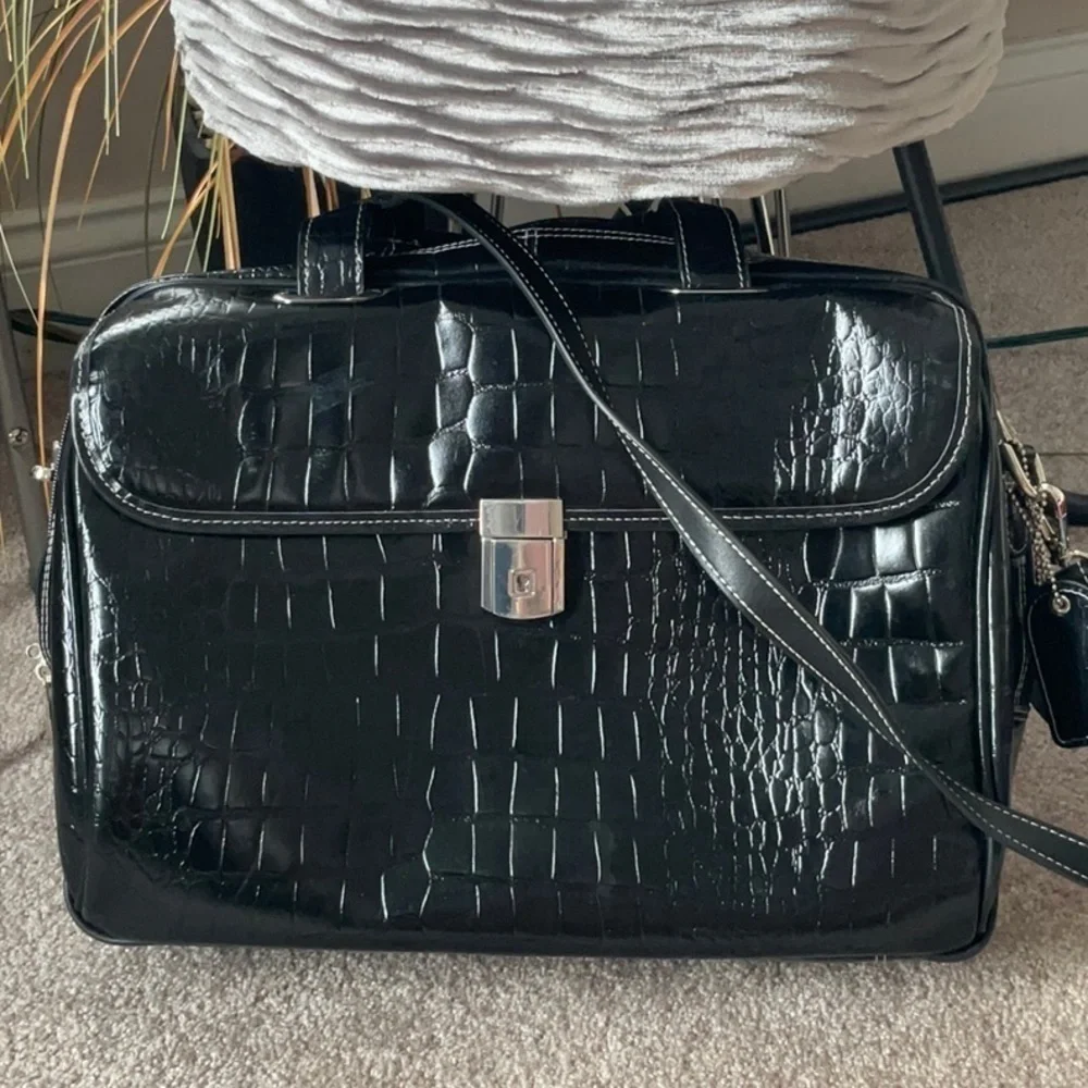 Siamod Black Leather Medium Briefcase